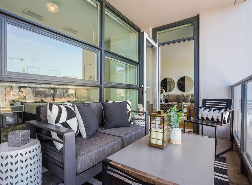 Many homes in the Radiance have access to private balconies or decks that help elevate the residential experience. 