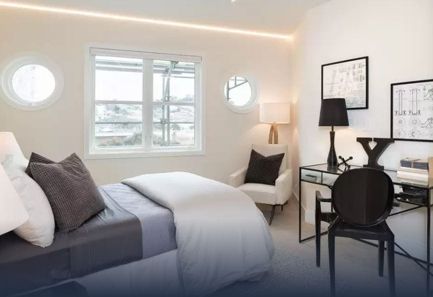 The bedrooms at the Crimson are designed to capitalize on the natural lighting and allow those living in them to feel like they have room to breath and spread out. 