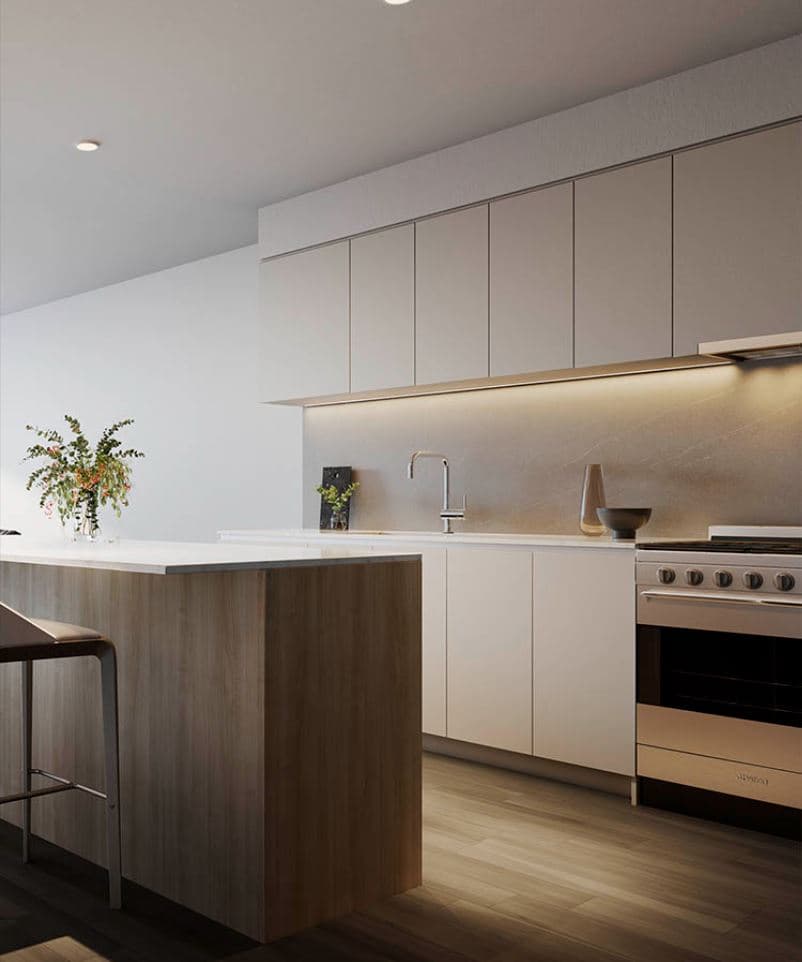 Sleek and modern, the kitchens in Maison Au Pont are a perfect spot for those hoping to sharpen their chef skills or simply eat delicious, homemade meals. 