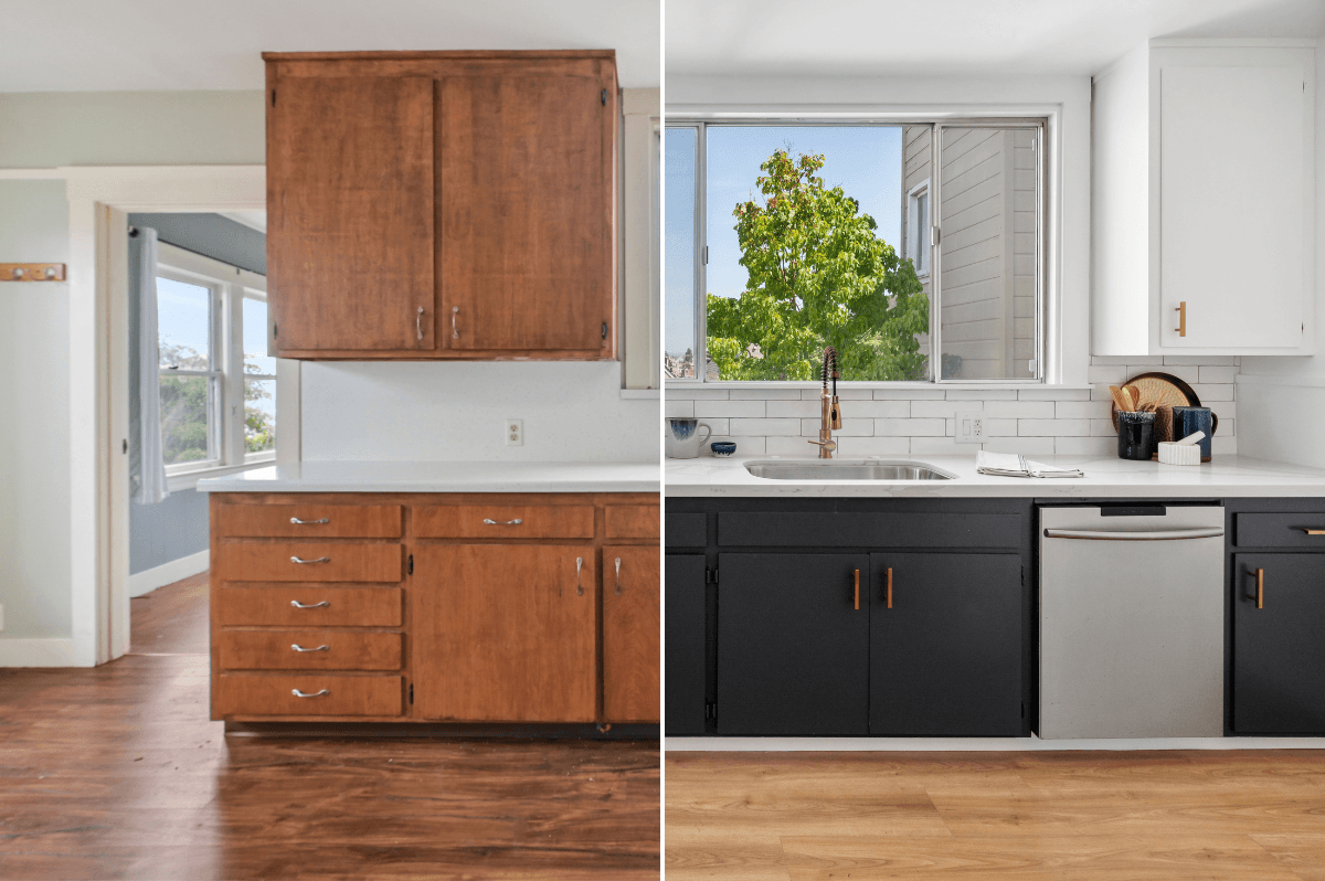 Before and after kitchen renovation of 567 Kansas in Potrero Hill