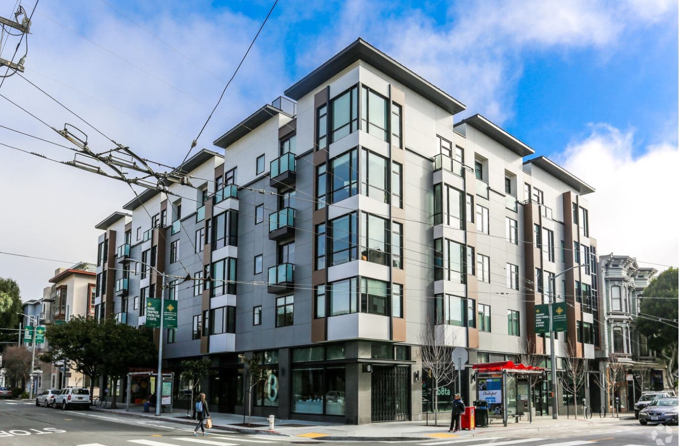 The Laguna Hayes is five stories tall and holds twenty-nine residences. It offers underground parking and street retail to residents. 