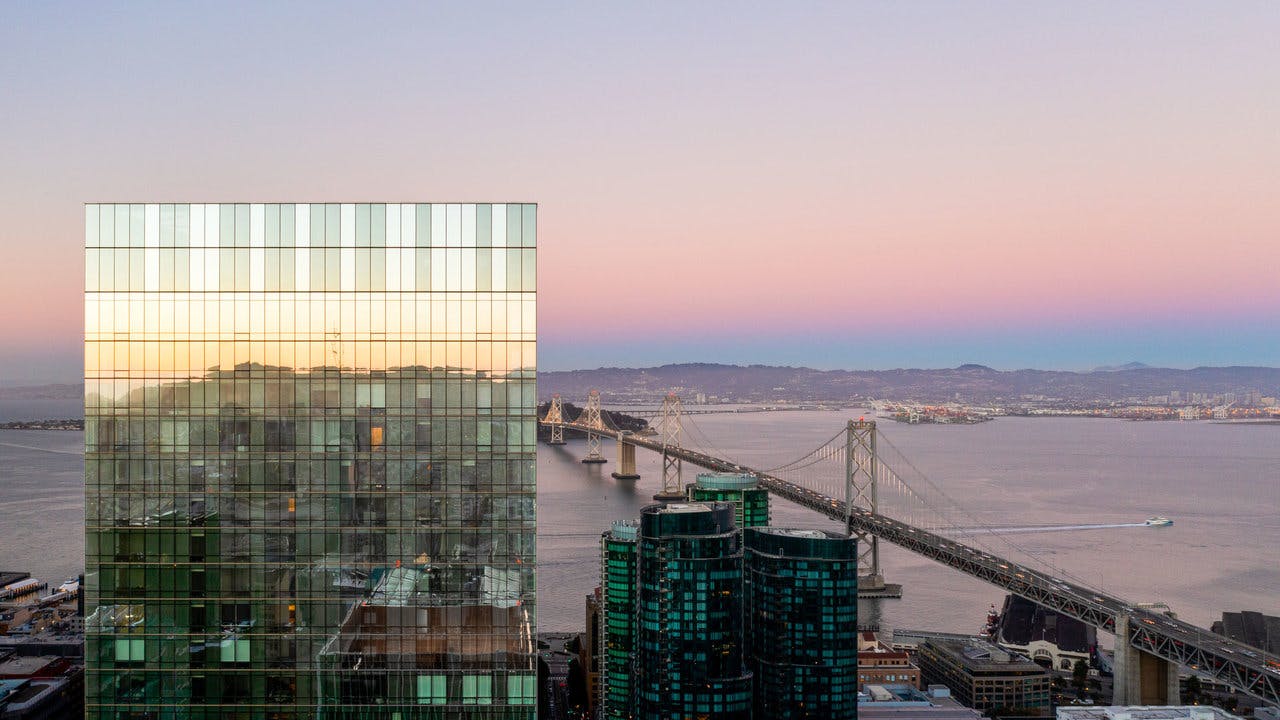 The Avery building stands over 50 stories tall with over 400 residences inside. It has views of both the city skyline, the Bay, and the Bay Bridge that are magnificent and inspiring. Photo courtesy of The Avery website. 