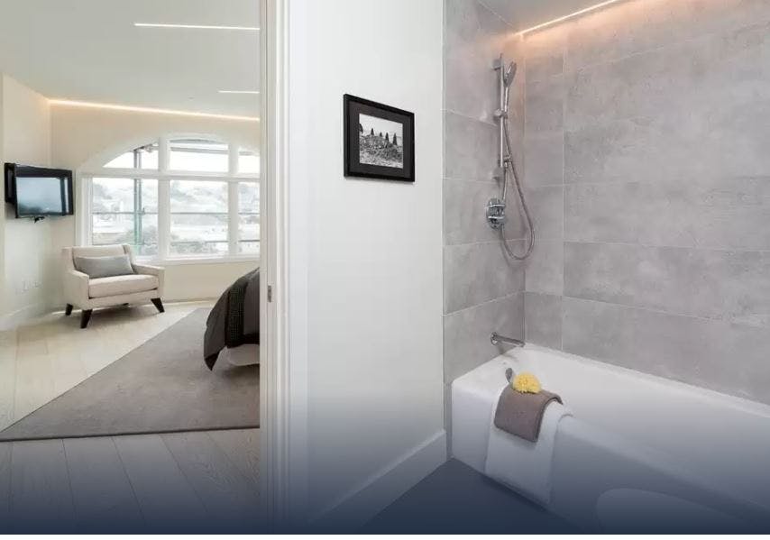 The homes in the Crimson have a minimum of two baths. The tiled bathrooms have a shower-over-bath design that provide space for a quick shower or a relaxing soak. 