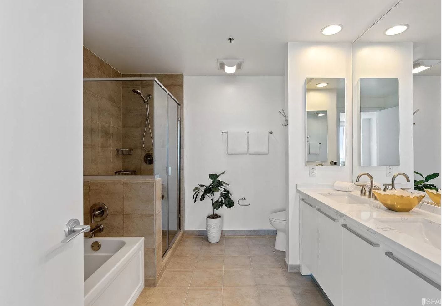 The bathrooms flaunt marble countertops and tile flooring, speaking to an exquisite, finer taste in life. 