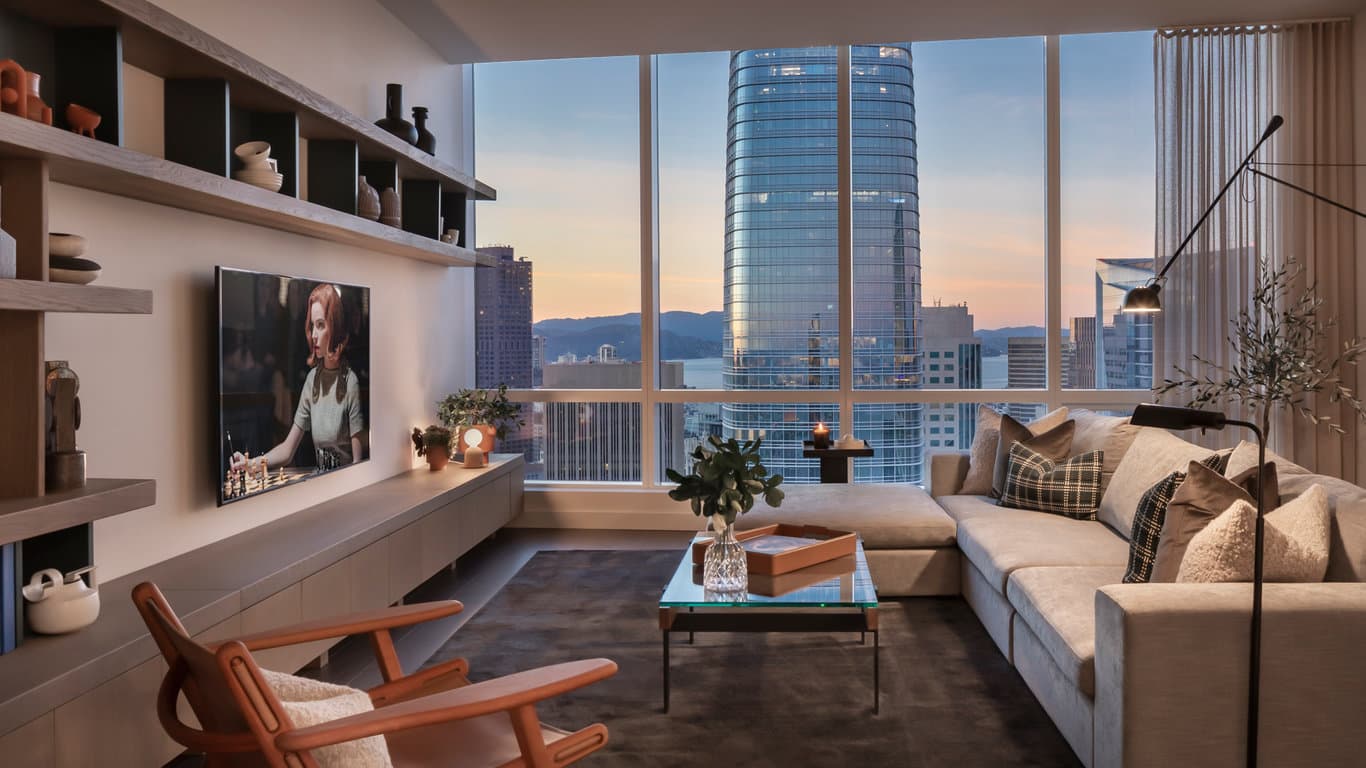Each unit in the Avery speaks of luxury and elegance, with beautiful views of the bay or city, depending on which residence in which you live. Photo courtesy of The Avery website.