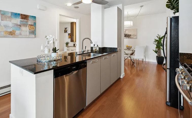 Kitchens in Arterra are furnished with stainless steel and gas appliances, as well as sleek countertops and design that help elevate the living and cooking experience. 