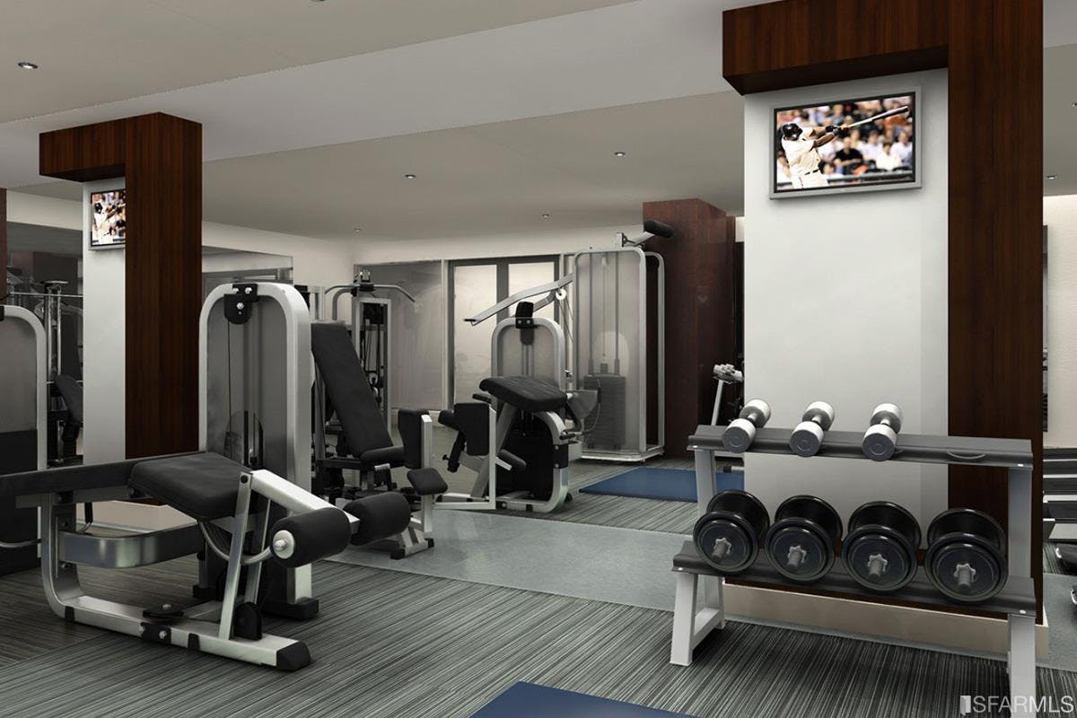 The Madrone is equipped with a fleshed out fitness center for residents, as well as a screening room, lounge with kitchen, courtyard, and several other amenities. 