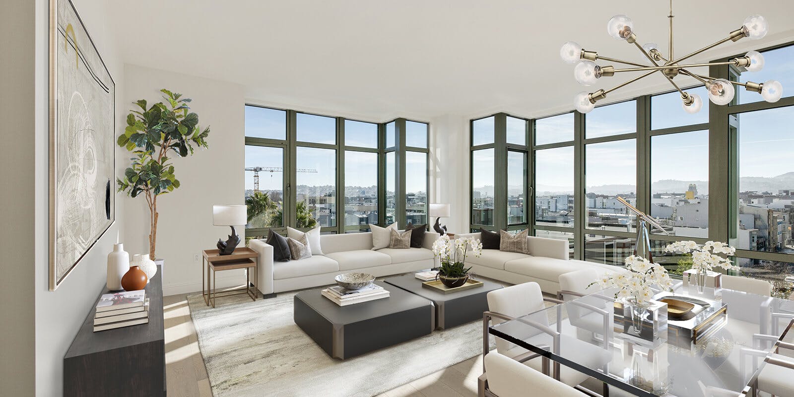 High ceilings and large windows work together in units to boast a bright, expansive experience. 