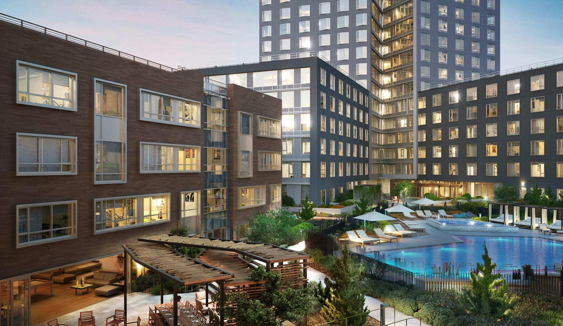 One Mission Bay offers many amenities to its residents, including but not limited to a pool with poolside cabanas, and sauna. 