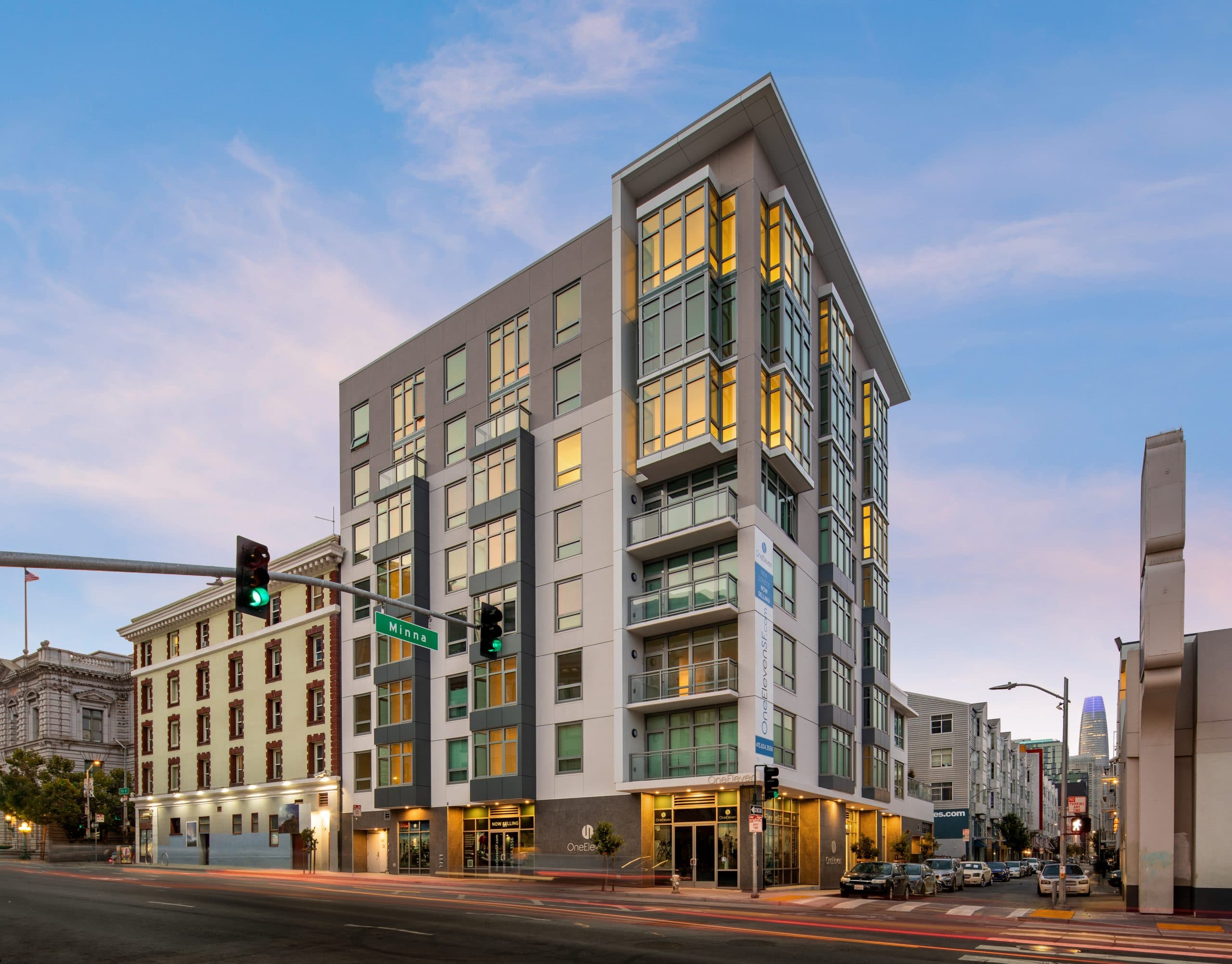 OneEleven SF is 8 stories tall and resides in SoMa, or South of Market.