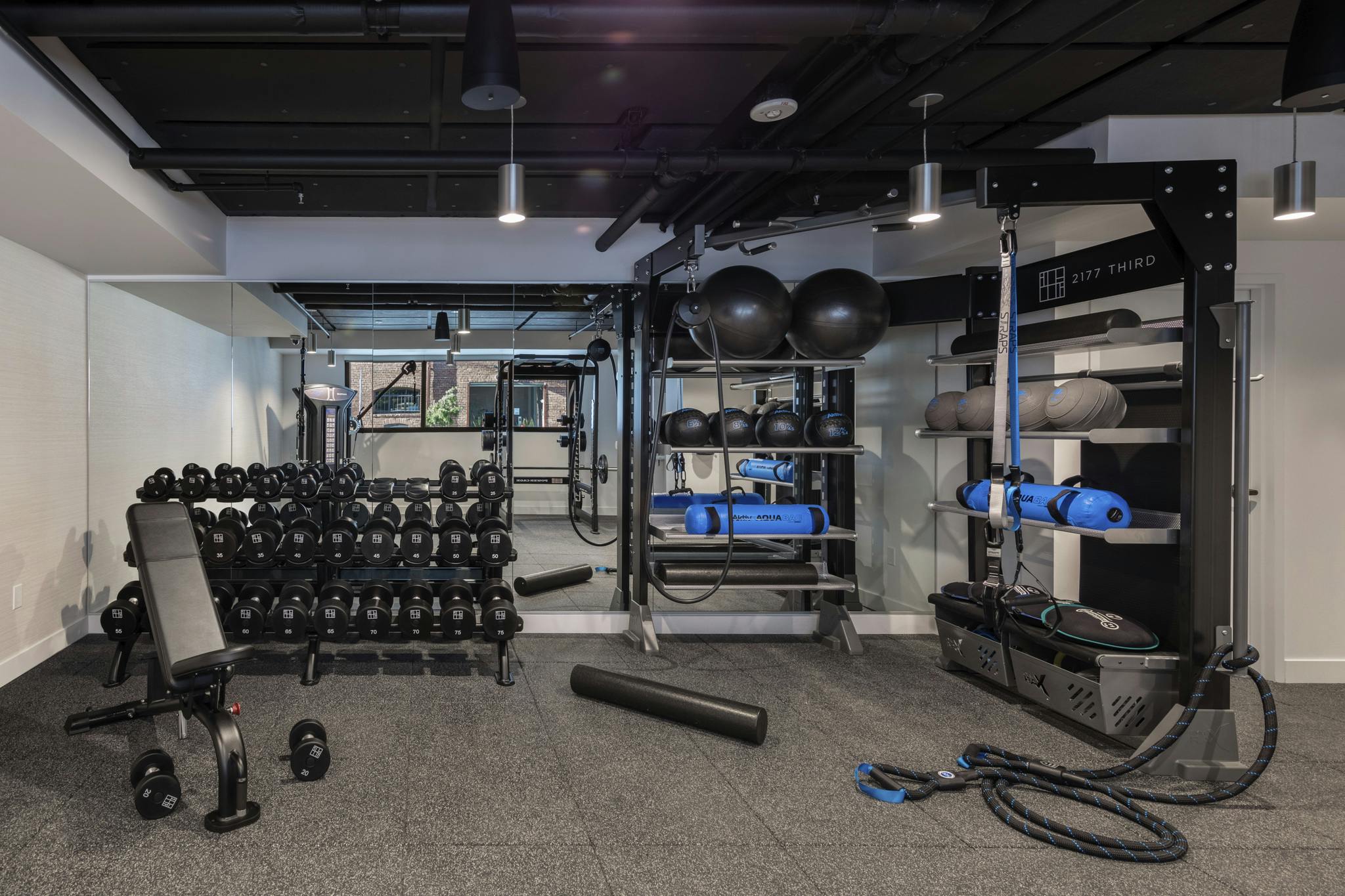 Along with numerous amenities available to residents, 2177 Third also boasts a private fitness studio and weight room.