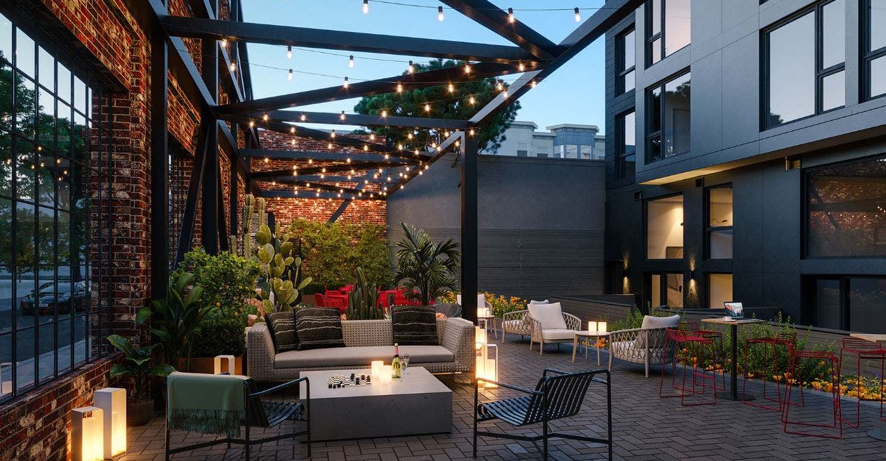 Maison a Soma resides in the South of Market neighborhood and, along with roof deck with views, offers an outdoor dining area with lounge seating and an open air grill.